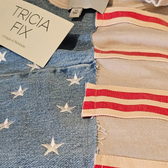 Free People X Tricia Fix Flag Sweatshirt NWT XL MSRP $298 *must have* SOLD OUT - Picture 9 of 14